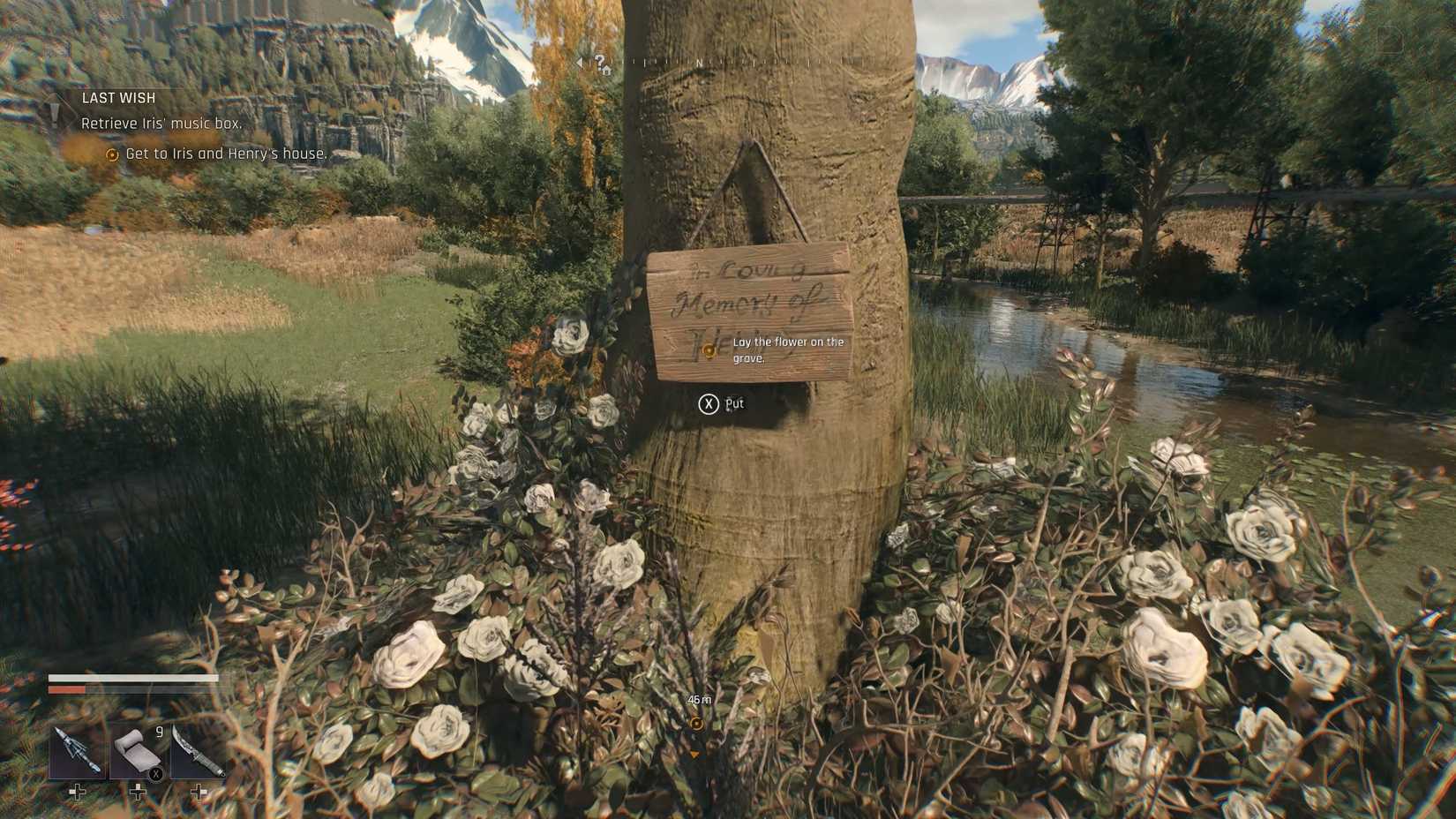 Dying Light The Beast Putting Flowers on Iris' Husband's Grave
