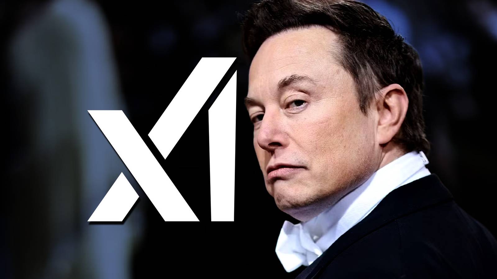 Elon Musk next to xAI logo composite