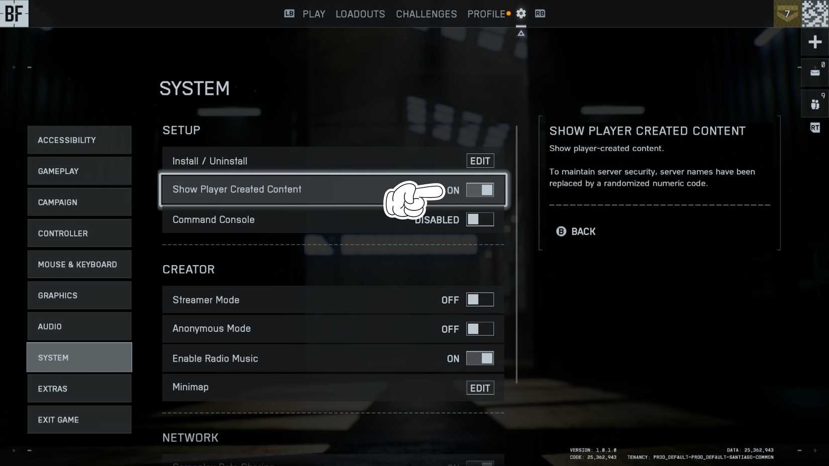Enable Battlefield 6 Player Created Content