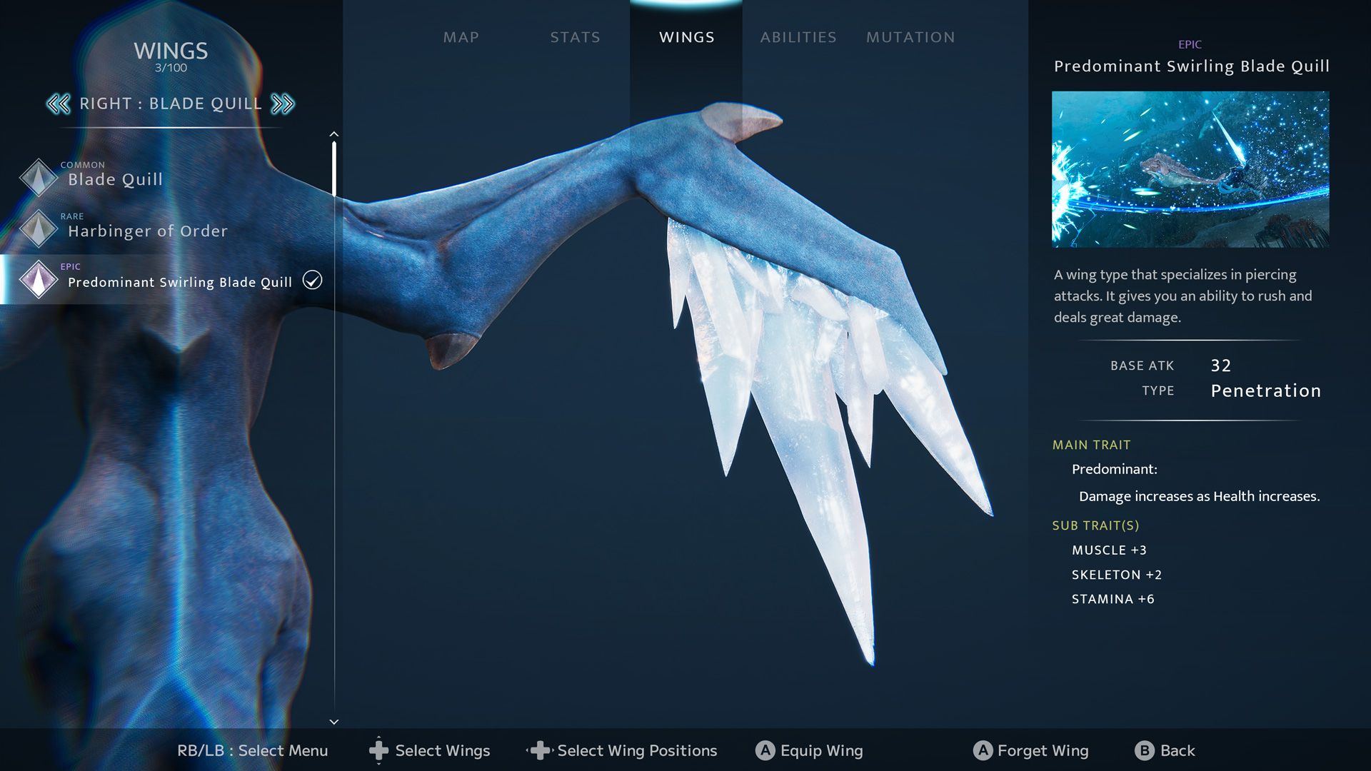 Equipping wings in Glaciered