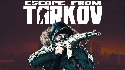 Escape from Tarkov character artwork with game logo and CRT-like lines edit