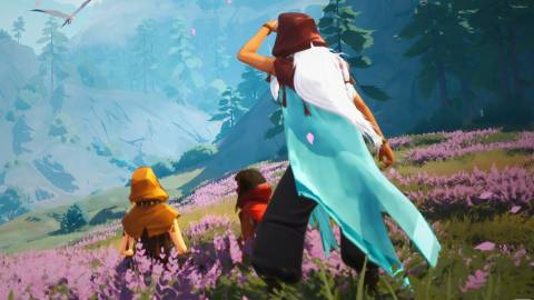 Everwild screenshot characters on downhill meadow 16x9 crop