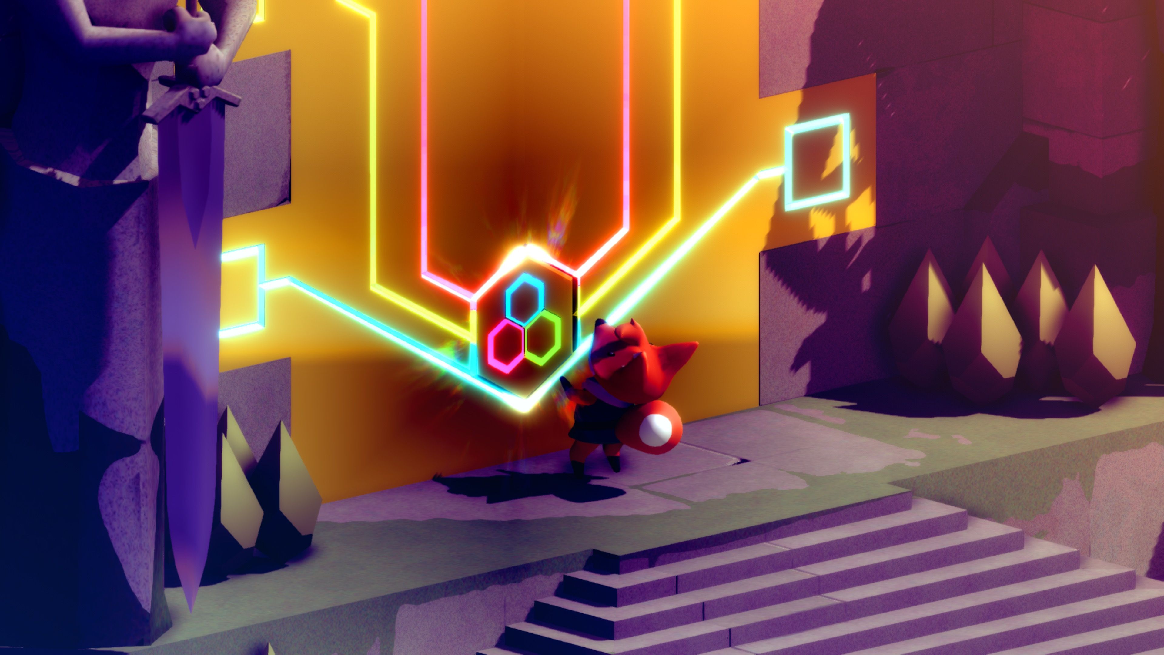 Examining a panel in Tunic