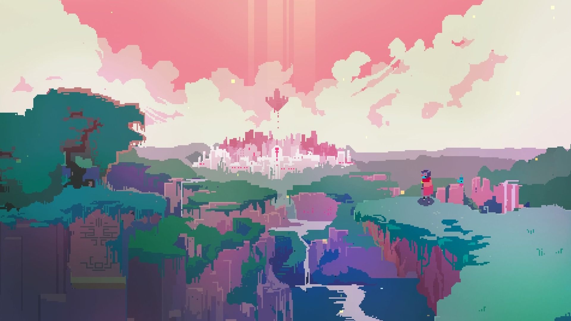 Exploring a level in Hyper Light Drifter