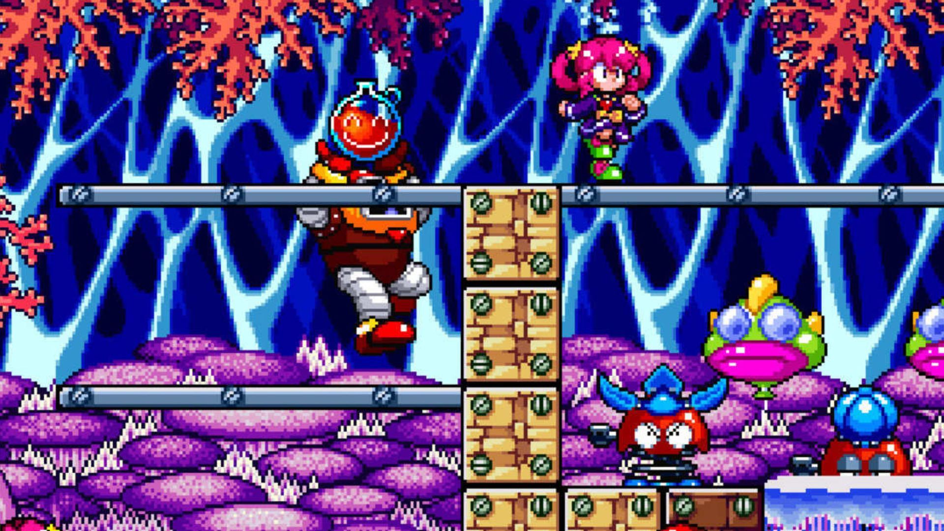 Exploring a platforming level - Clockwork Aquario