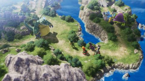 Exploring the world map in Dragon Quest 7 Reimagined