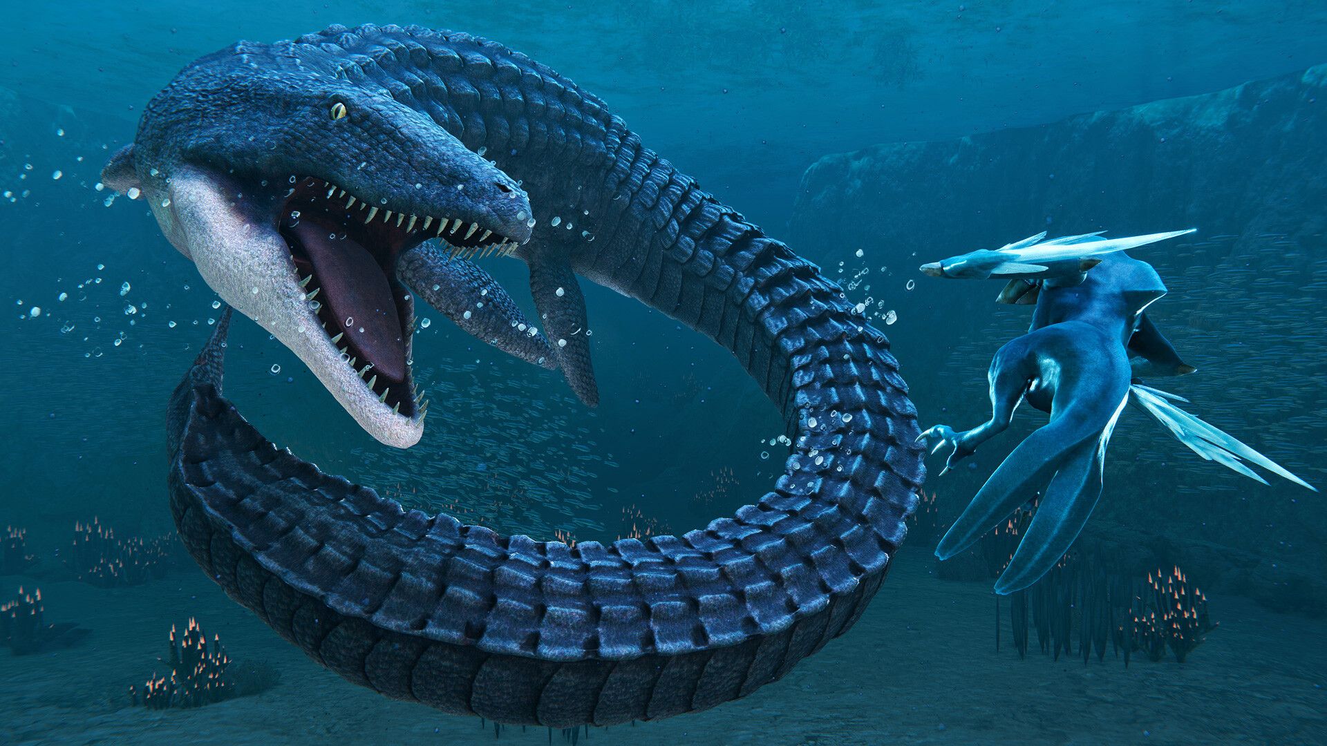 Facing a shark-gator in Glaciered