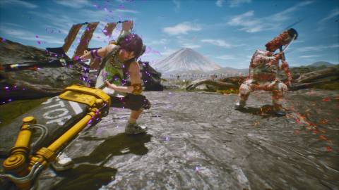 Facing off against a hammer-wielding enemy - Let It Die Inferno