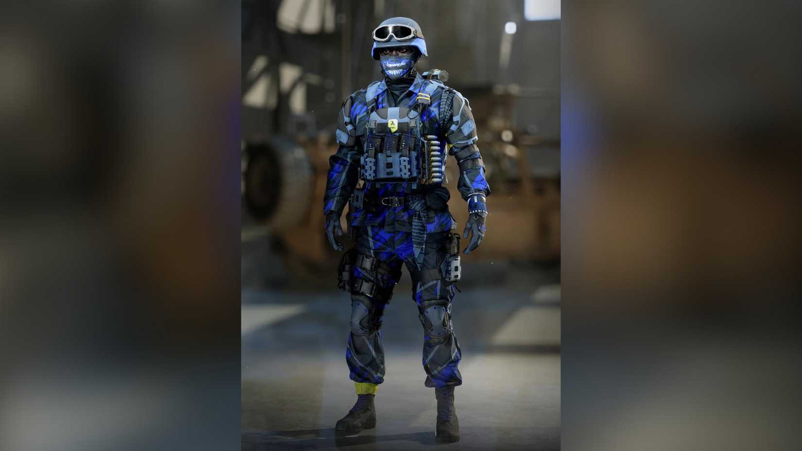 skin Sorriso Malicioso Azul do Battlefield 6