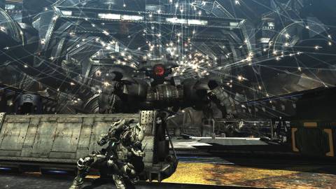 Fighting a giant robot boss - Vanquish