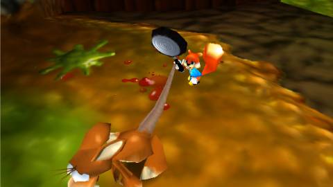 Fighting enemies in Conker’s Bad Fur Day