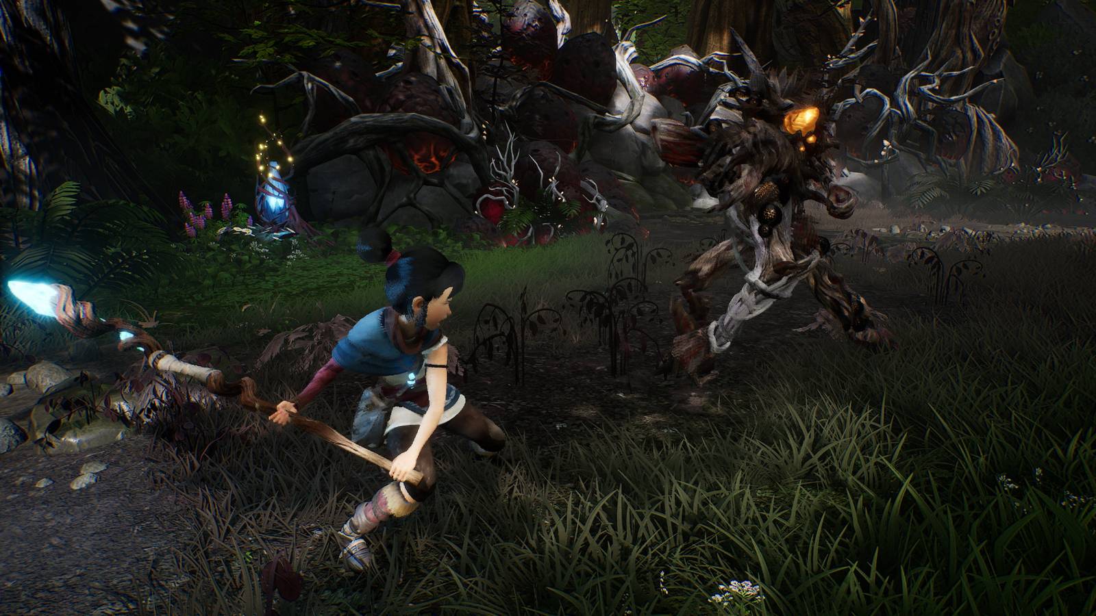 Fighting enemies in Kena Bridge Of Spirits