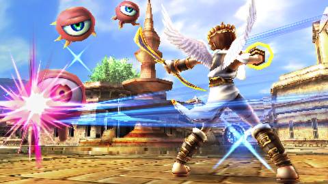 Fighting enemies in Kid Icarus Uprising