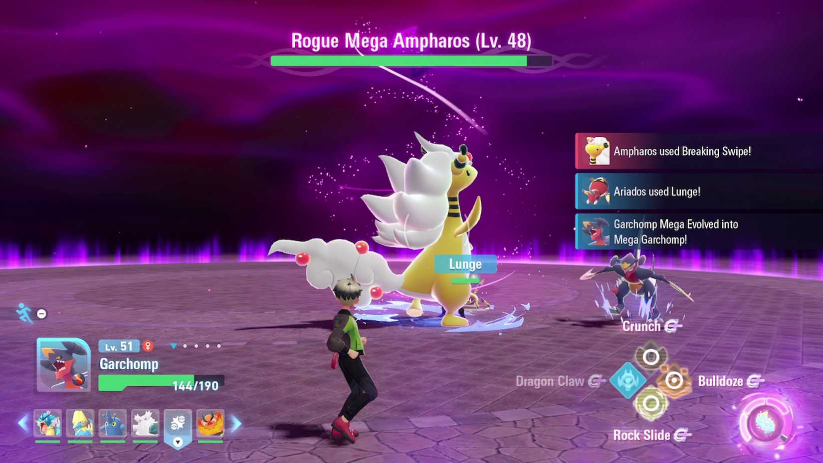 fighting rogue mega ampharos in pokemon legends za