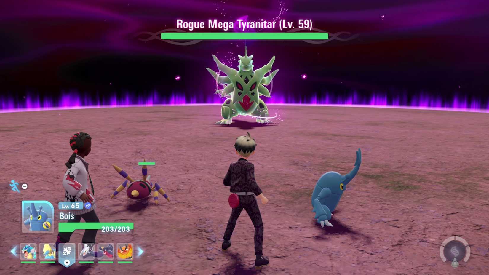 fighting rogue mega tyranitar in pokemon legends za
