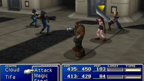 Fighting Shinra Soldiers in Final Fantasy 7
