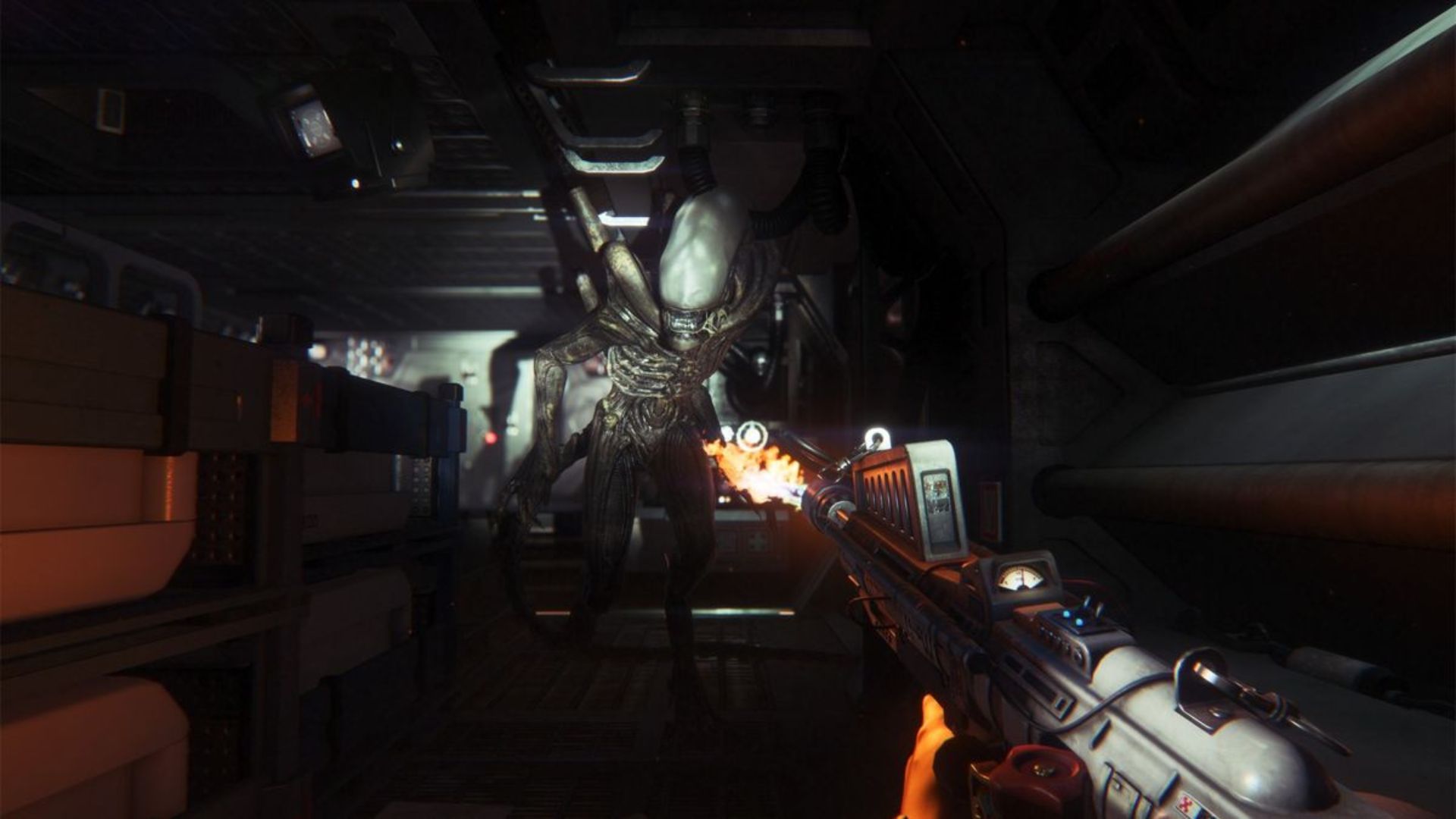 Fighting the Xenomorph with a flamethrower - Alien Isolation