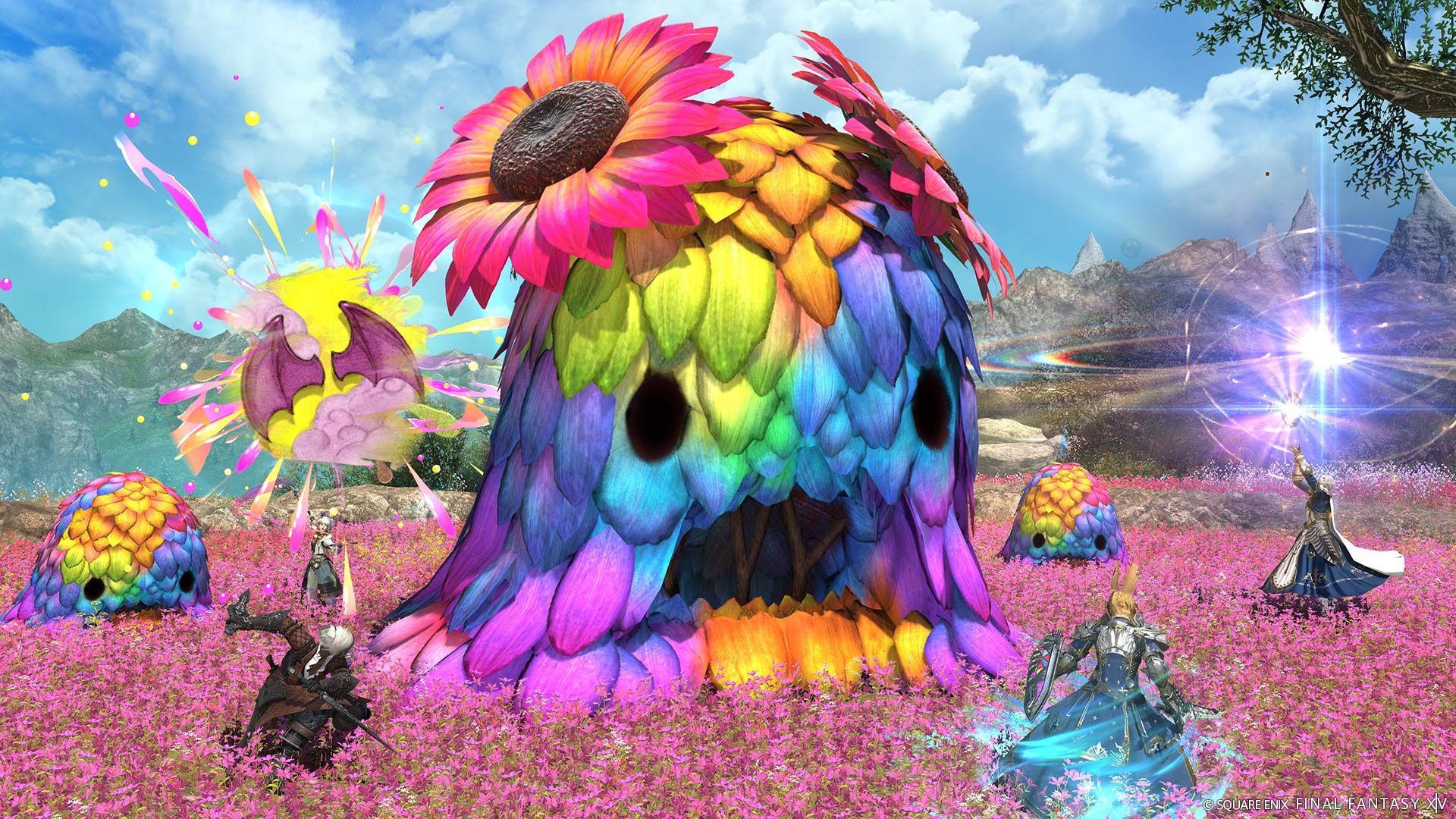 Um chefe no Deep Dungeon Pilgrim's Traverse de Final Fantasy XIV