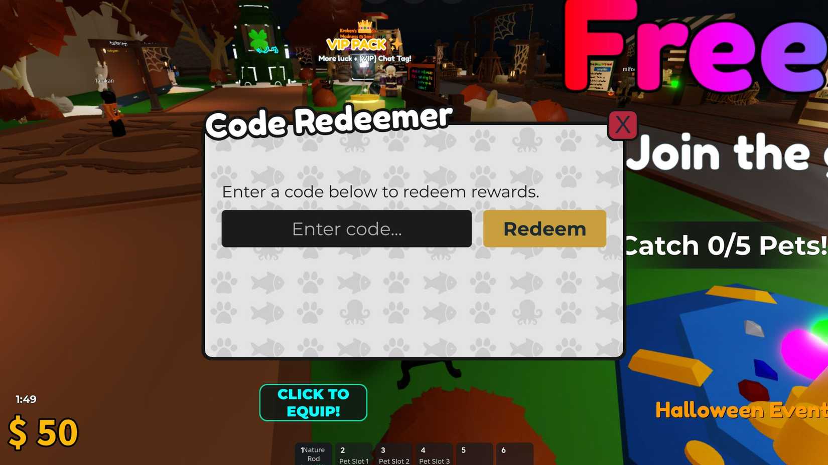 Pet Fish Fish Code Tab