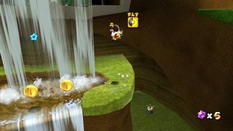 Flying as Bee Mario in Super Mario Galaxy