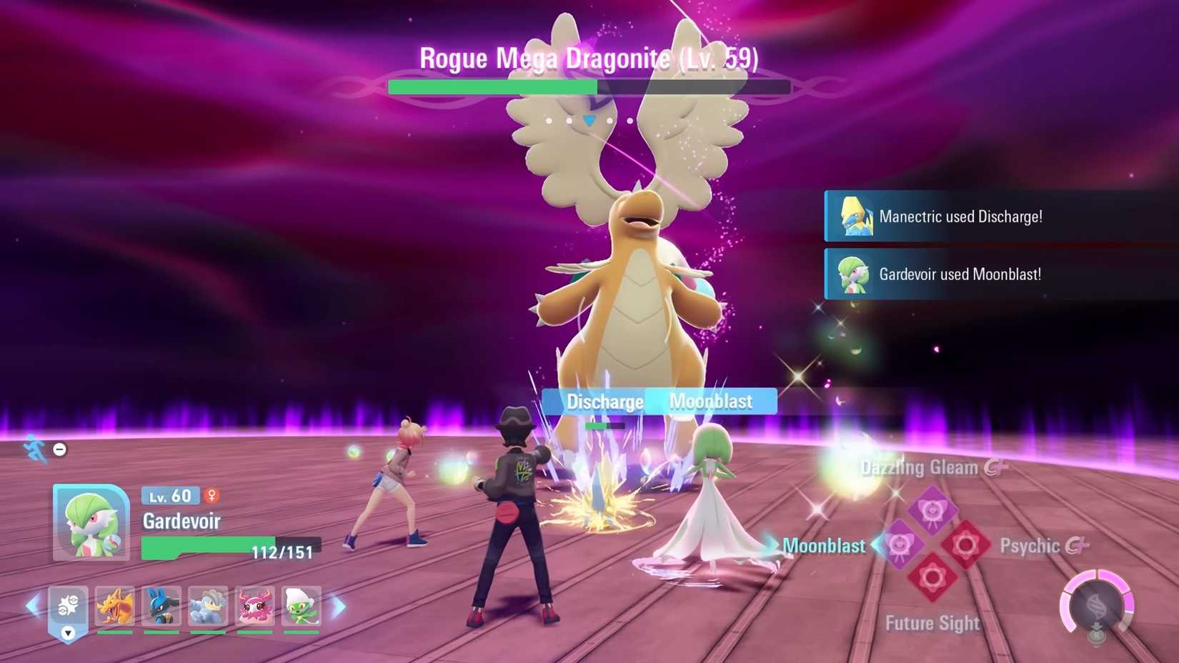 Gathering orbs of Mega Power in a fight against Mega Dragonite - Pokemon Legends Z-A