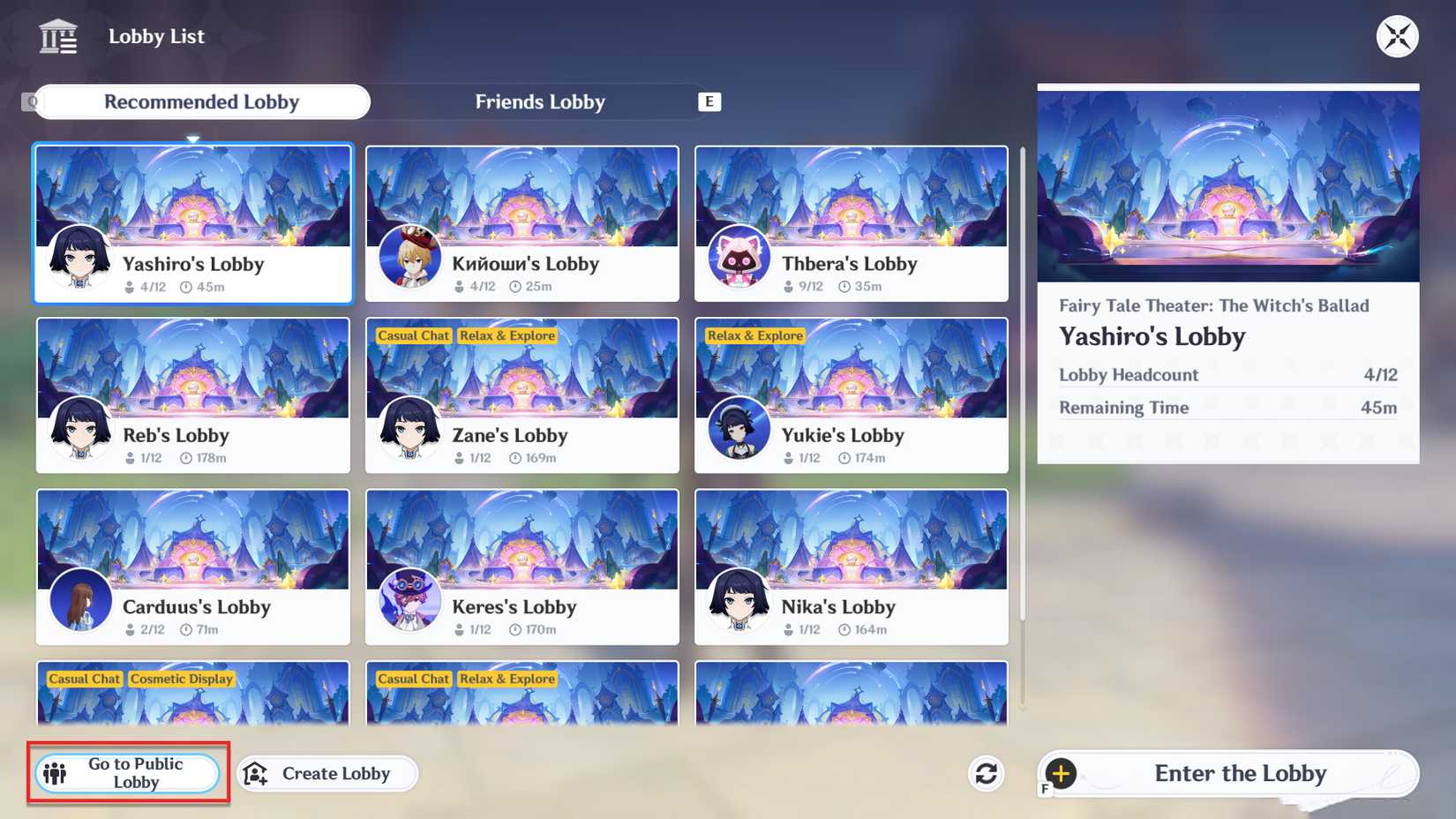 genshin-impact-how-reenter-return-open-go-miliastra-wonderland - choose public lobby