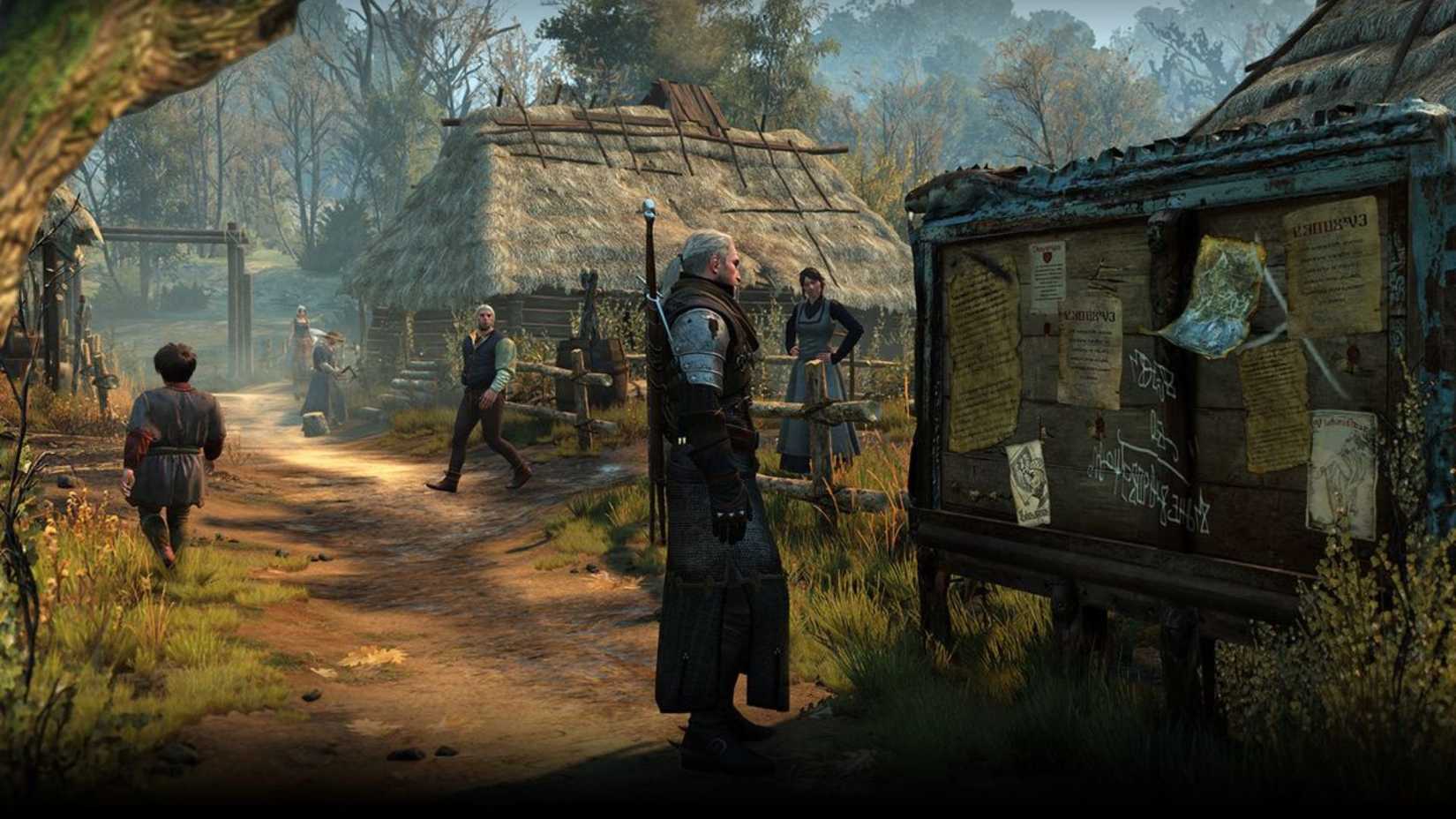 Geralt exploring a peaceful town - The Witcher 3 Wild Hunt