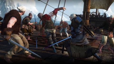 Geralt fighting some human enemies - The Witcher 3 Wild Hunt