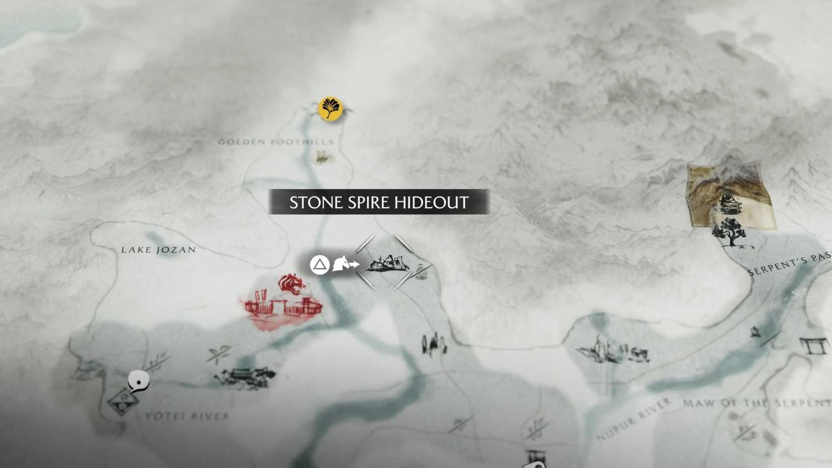 ghost of yotei Stone Spire Hideout map location