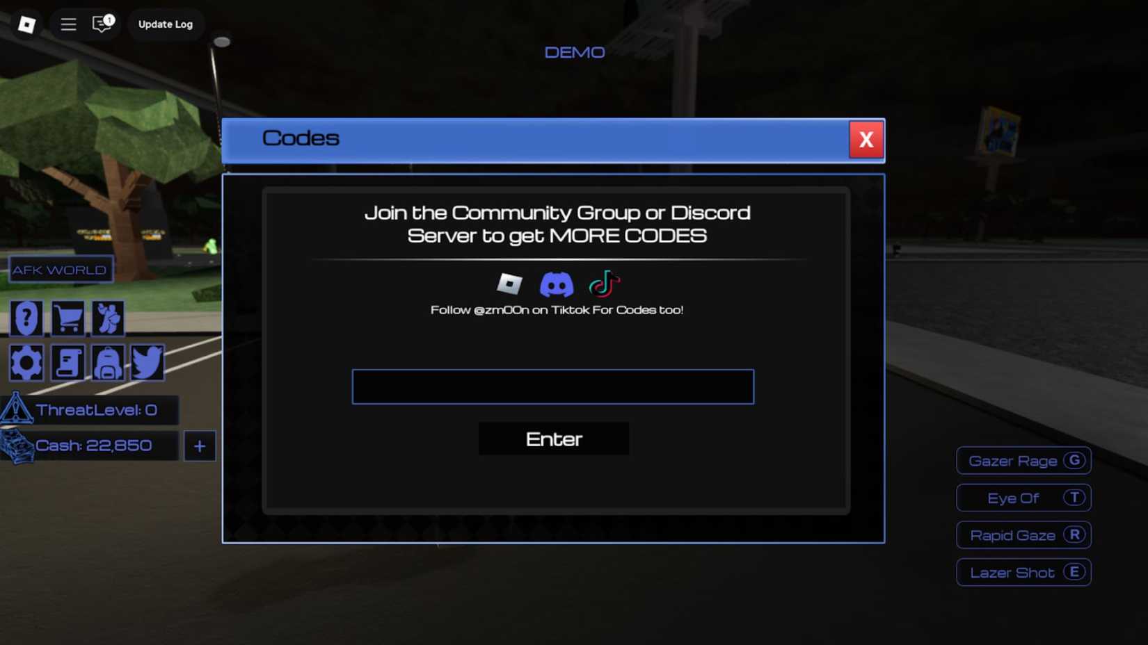 Glory Days the codes tab