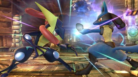 Greninja fighting Lucario - Super Smash Bros. For Wii U