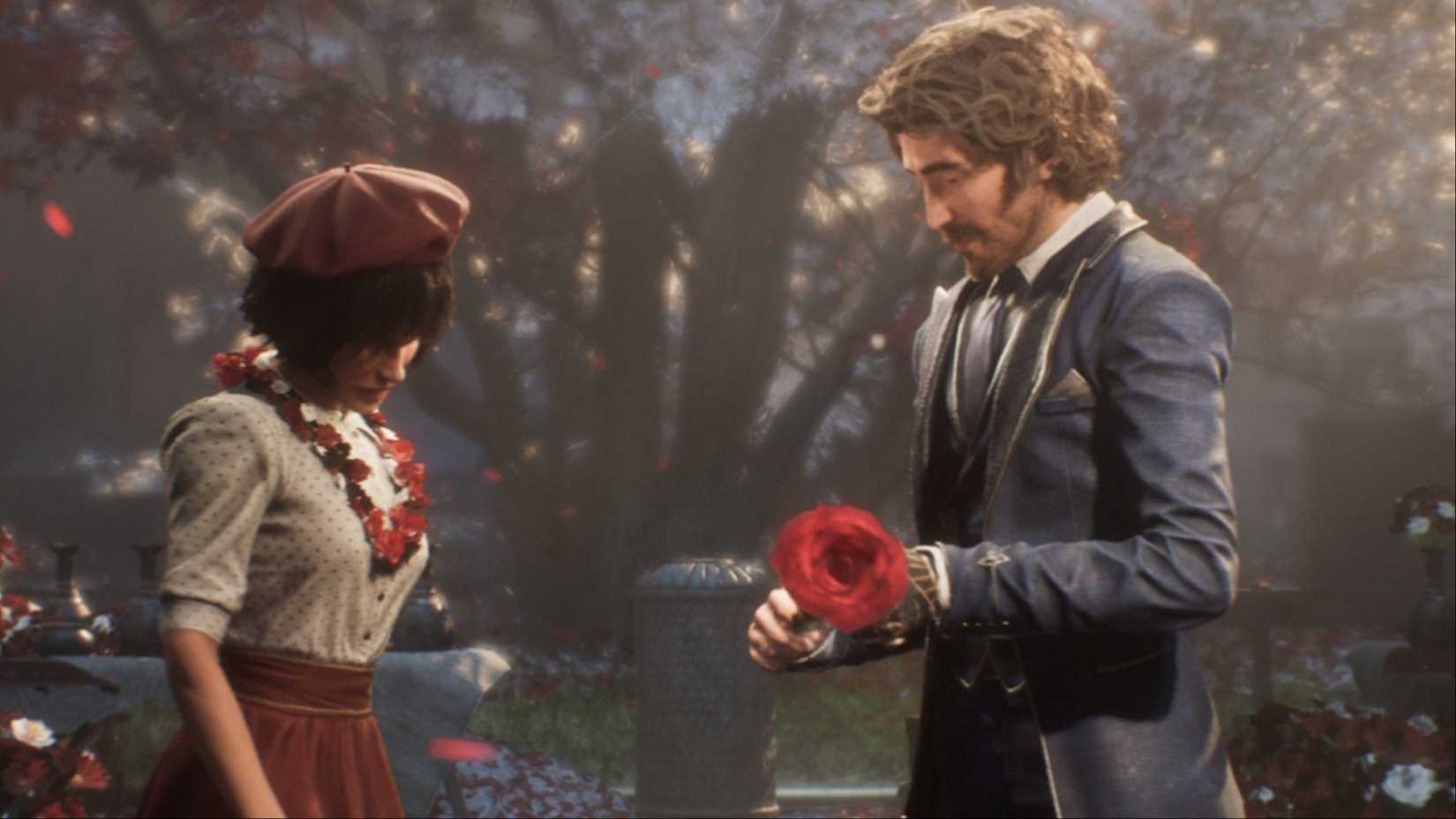 Gustave giving Sophie a flower in Clair Obscur Expedition 33