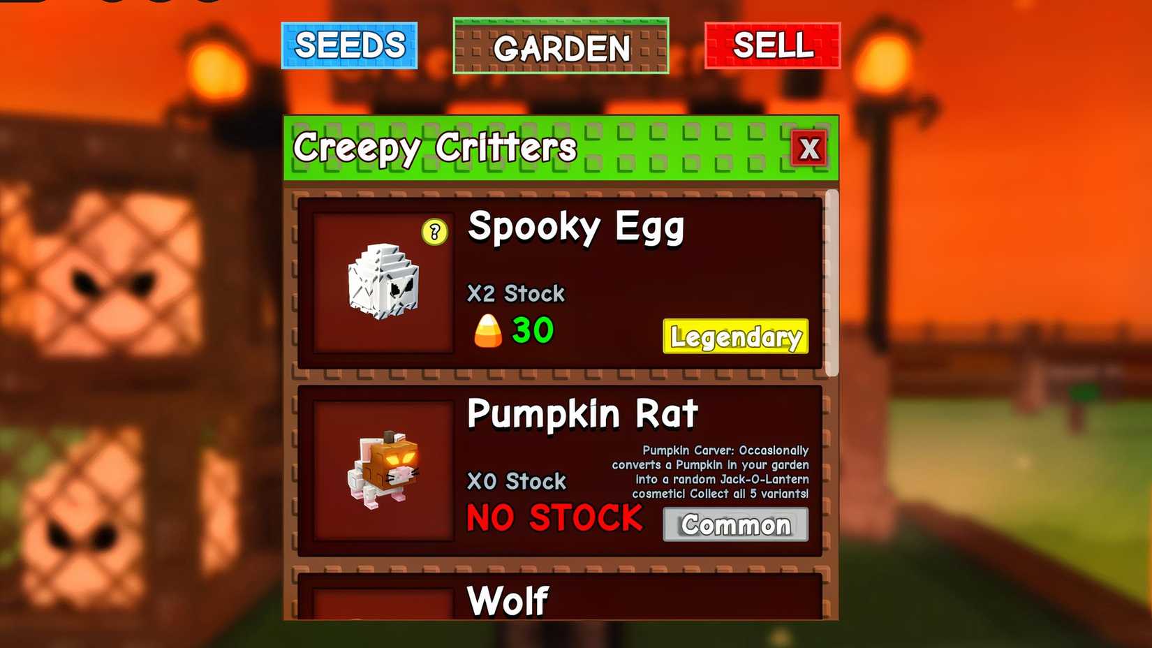 halloween market's creepy critters shop in grow a garden