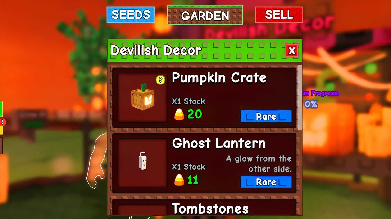 halloween market's devilish decor shop in grow a garden