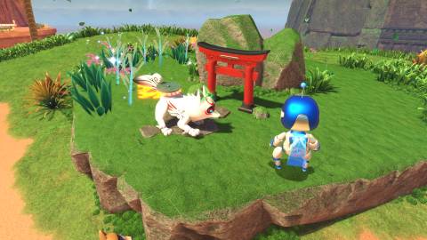 Hanging with an okami bot in Astro Bot (2024)