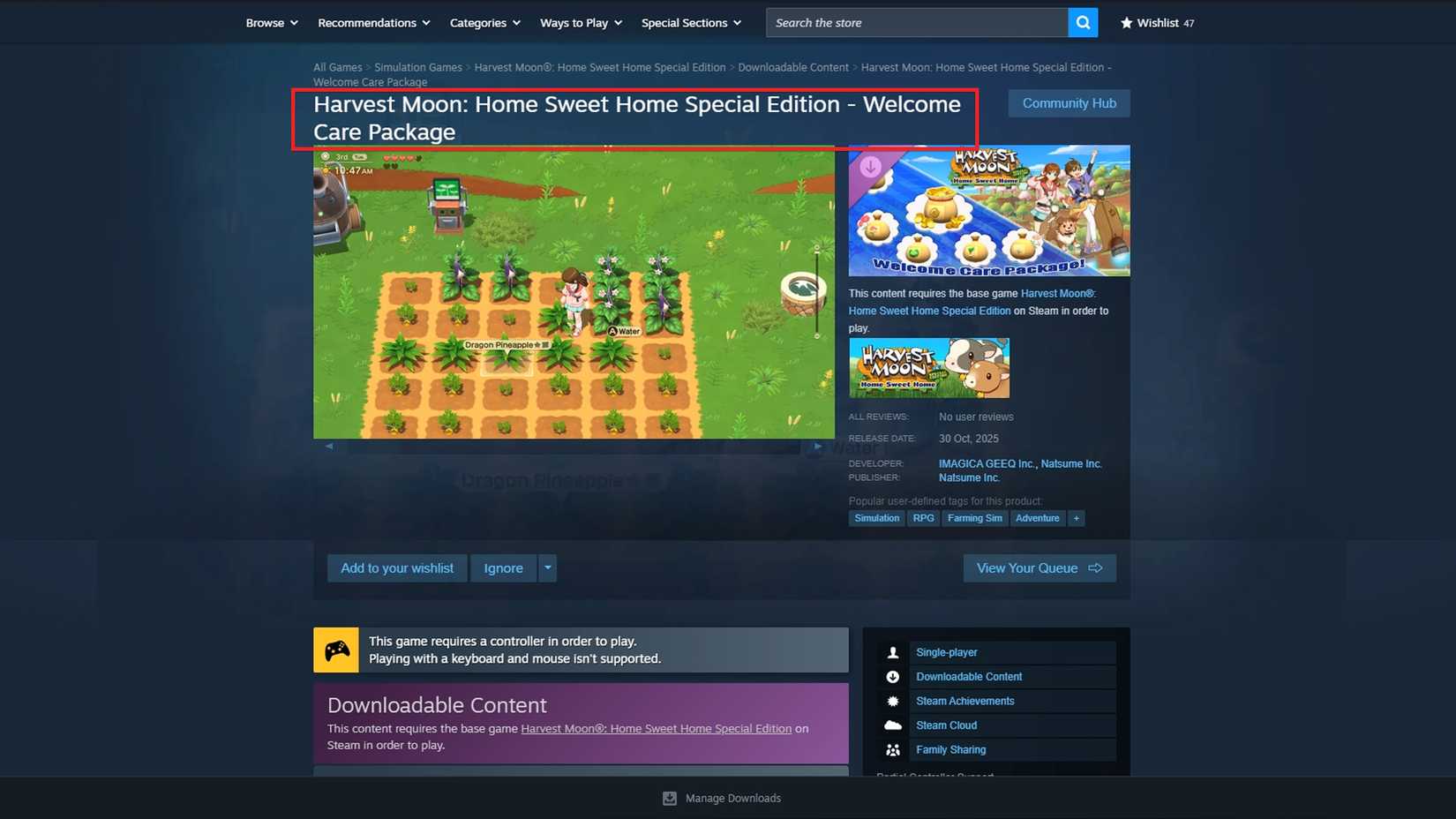 Harvest-moon-home-sweet-home-hm-hsh-how-get-welcome-care-package-pre-order-bonus - Special Edition