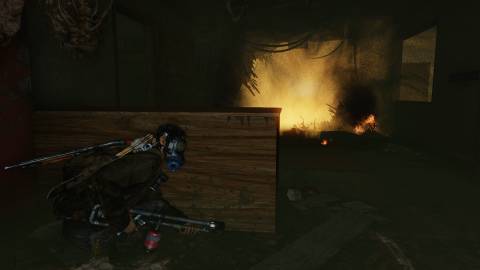 Hiding behind cover in The Last of Us