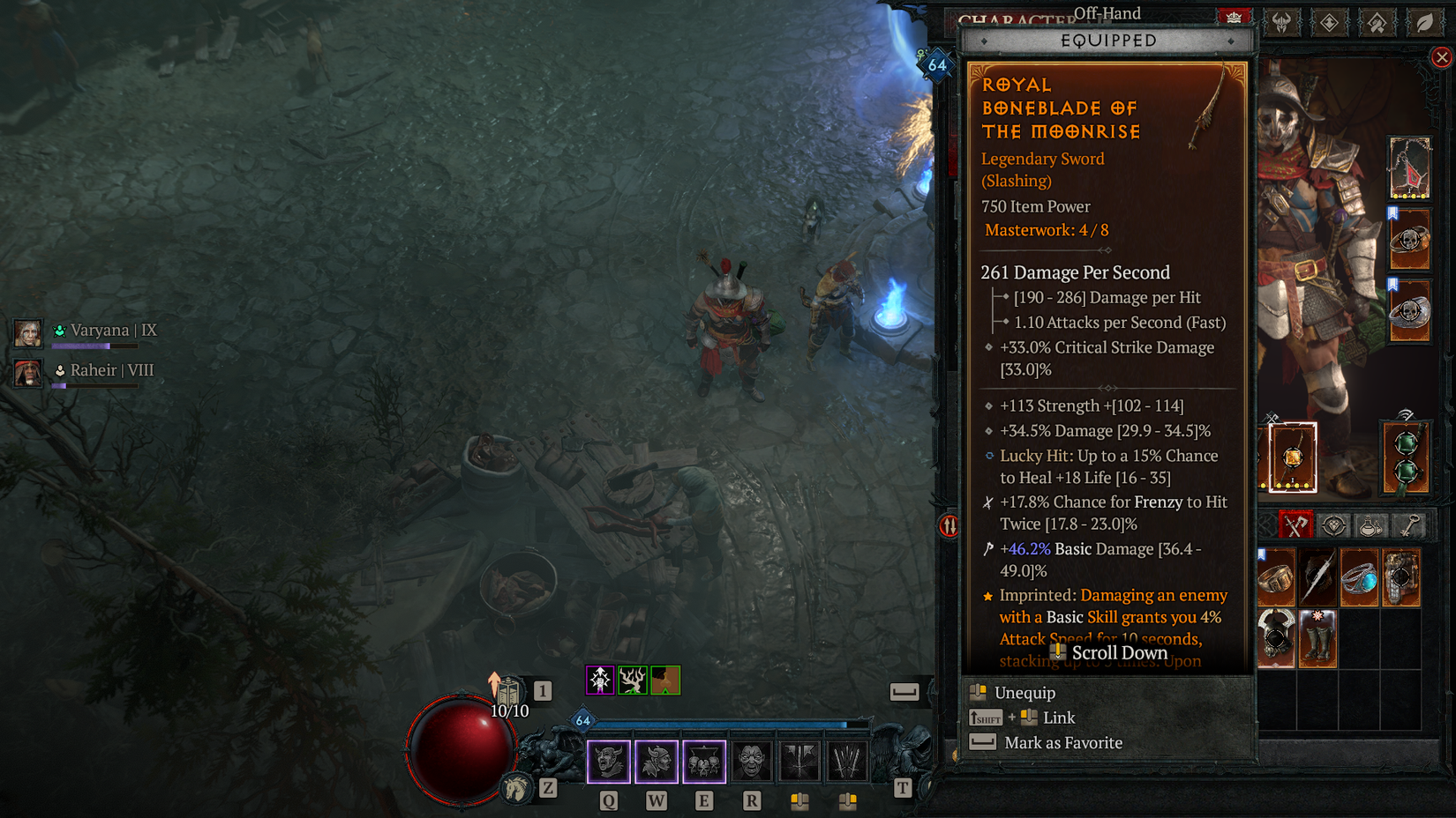 Diablo 4 1H Sword with Aspect of the Moonrise