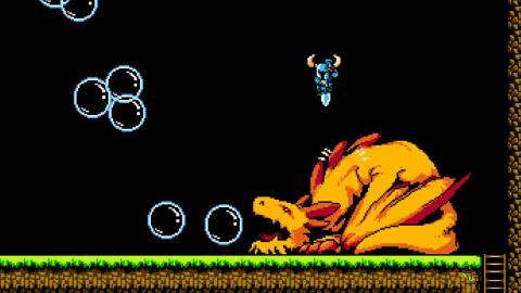 Jumping on a dragon in Shovel Knight