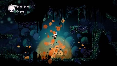 Jumping on an enemy in Hollow Knight