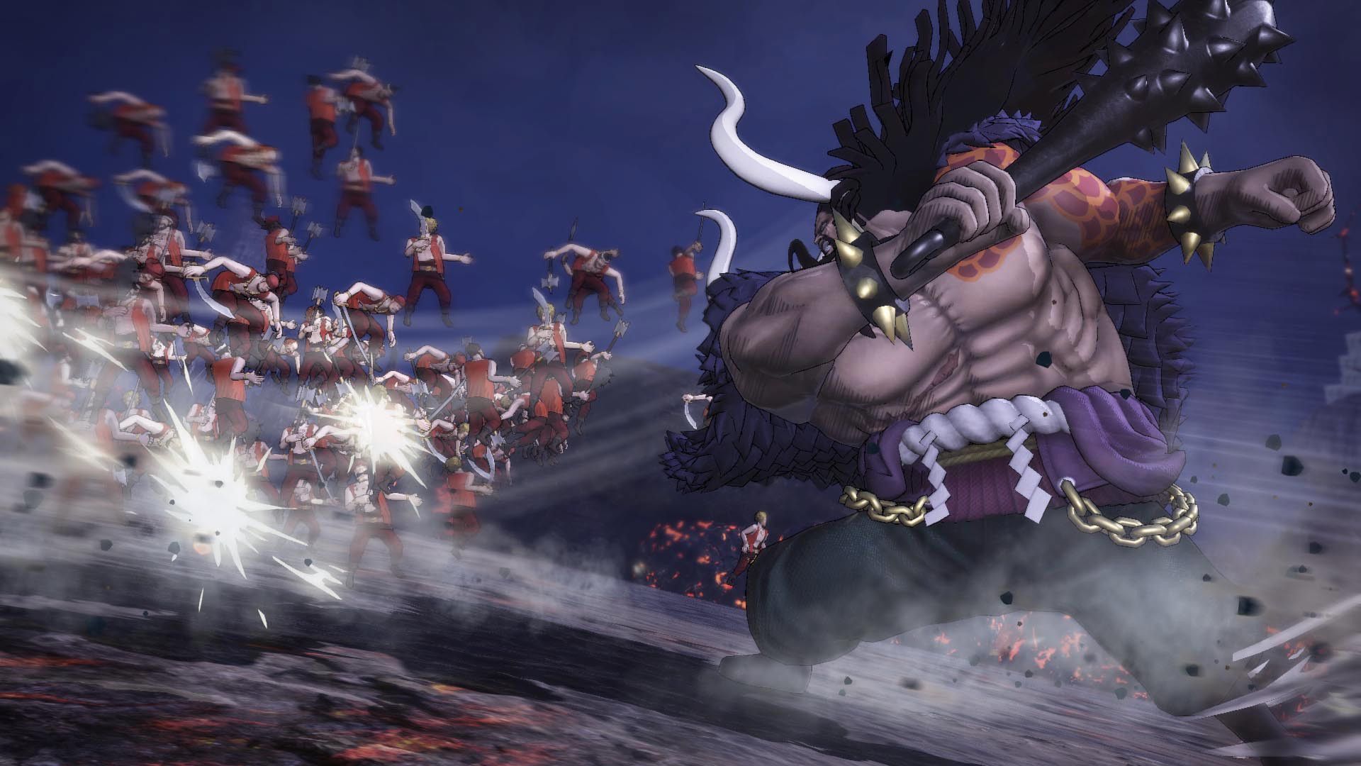 Kaido swings his kanabo against some enemies - One Piece Pirate Warriors 4