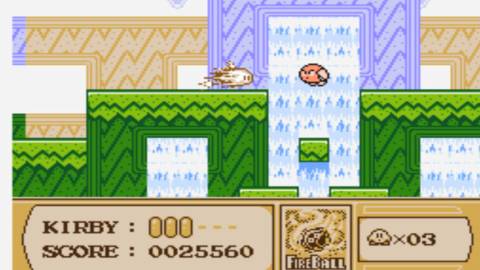 Kirby using the fireball ability - Kirby's Adventure