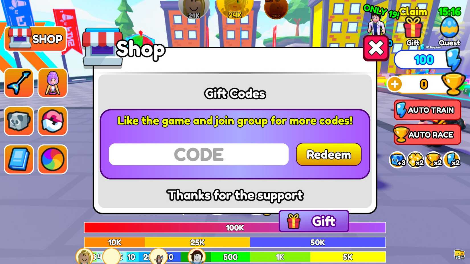 Kpop Demon Hunting Simulator the codes tab