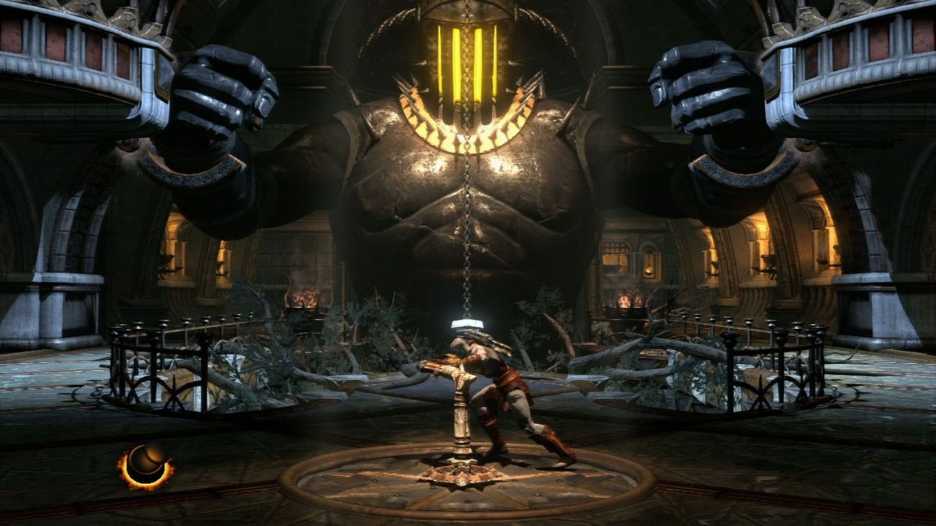 Kratos solving one of Hades' puzzles - God Of War 3