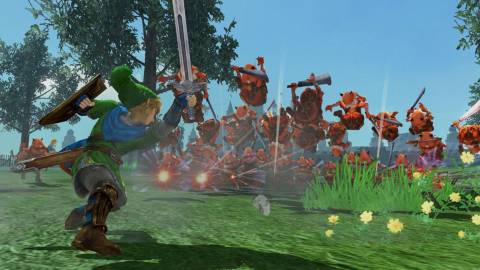 Link defeating a horde of bokoblins - Hyrule Warriors