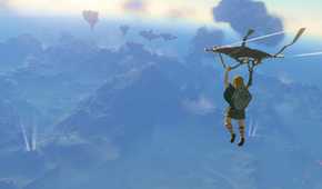 Link gliding across the Sky Islands - The Legend Of Zelda Tears Of The Kingdom