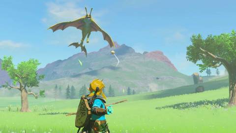 Link shoots an arrow at a wyvern - The Legend Of Zelda Tears Of The Kingdom