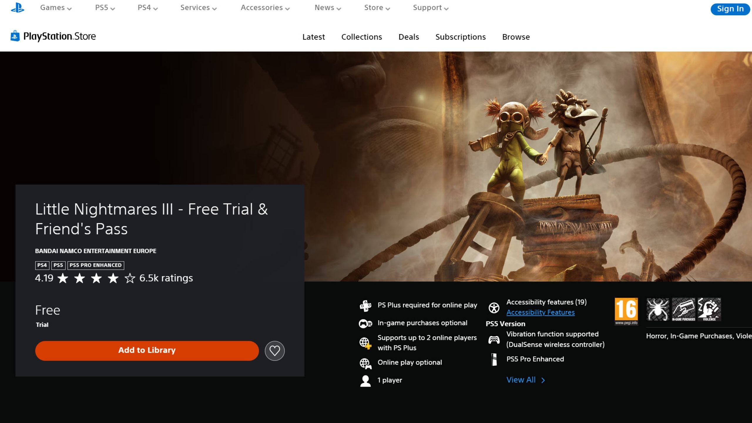 Little Nightmares 3 Friend's Pass PSN