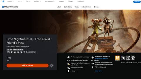 Little Nightmares 3 Friend's Pass PSN