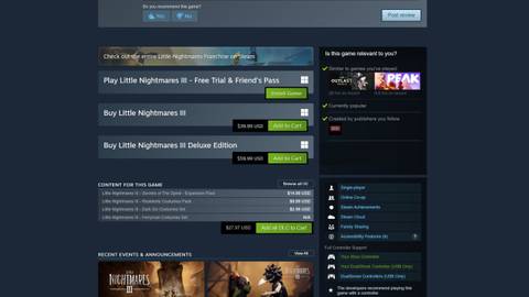 Little Nightmares 3 Friend's Pass Steam